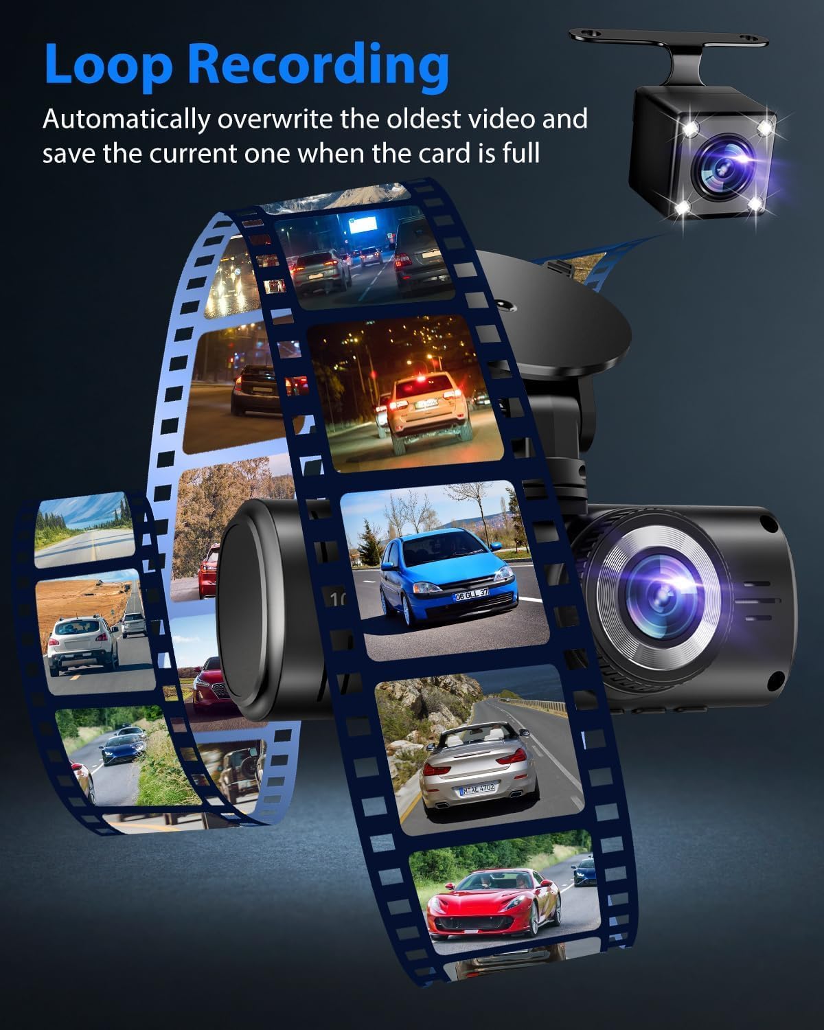 SUVCON Dash Cam Loop Recording Feature – Automatically overwrites the oldest video to save space while ensuring continuous recording. Ideal for capturing clear footage in various driving conditions.