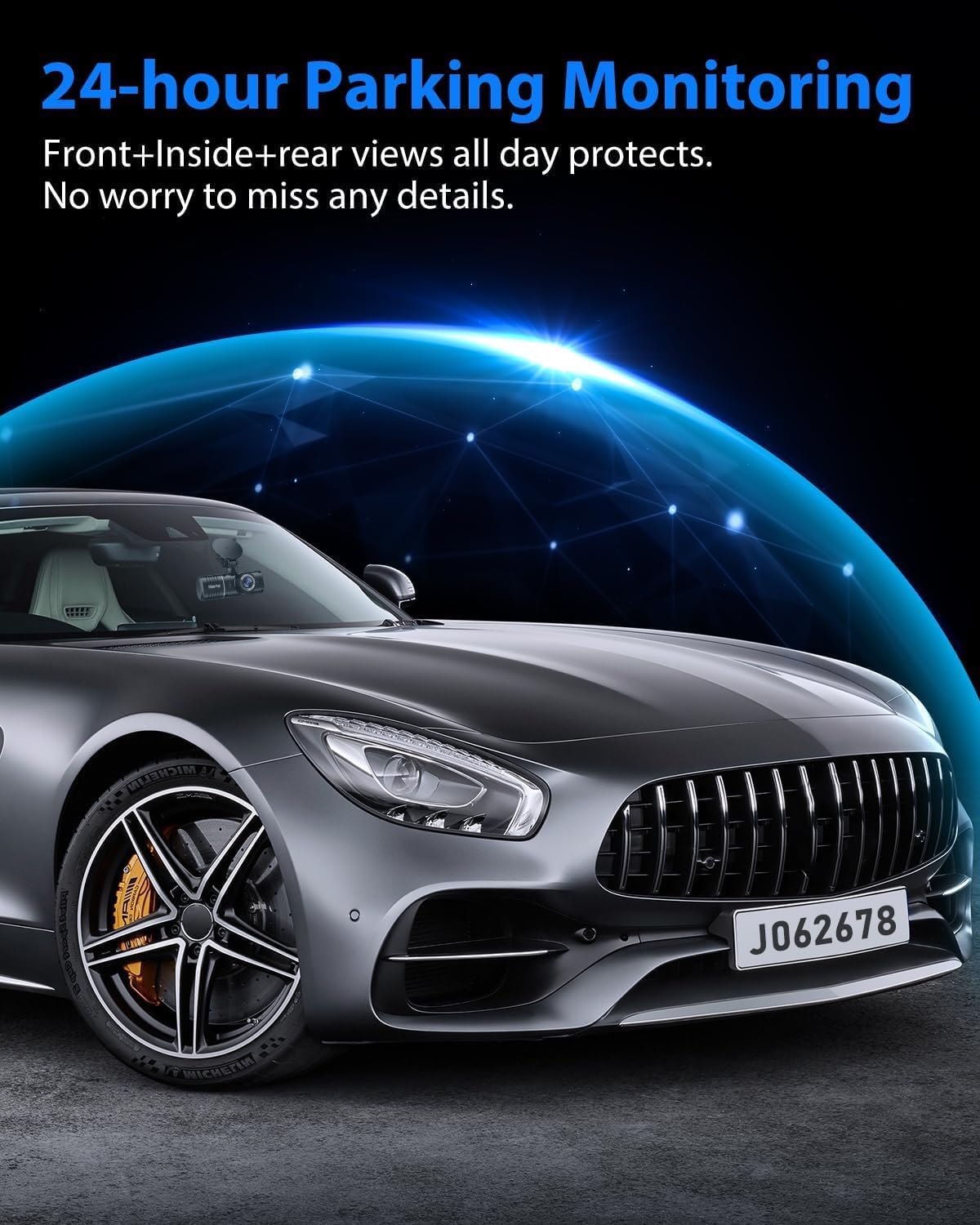 SUVCON Dash Cam with 24-Hour Parking Monitoring – Provides comprehensive protection with front, inside, and rear views, ensuring no details are missed even when your vehicle is parked.