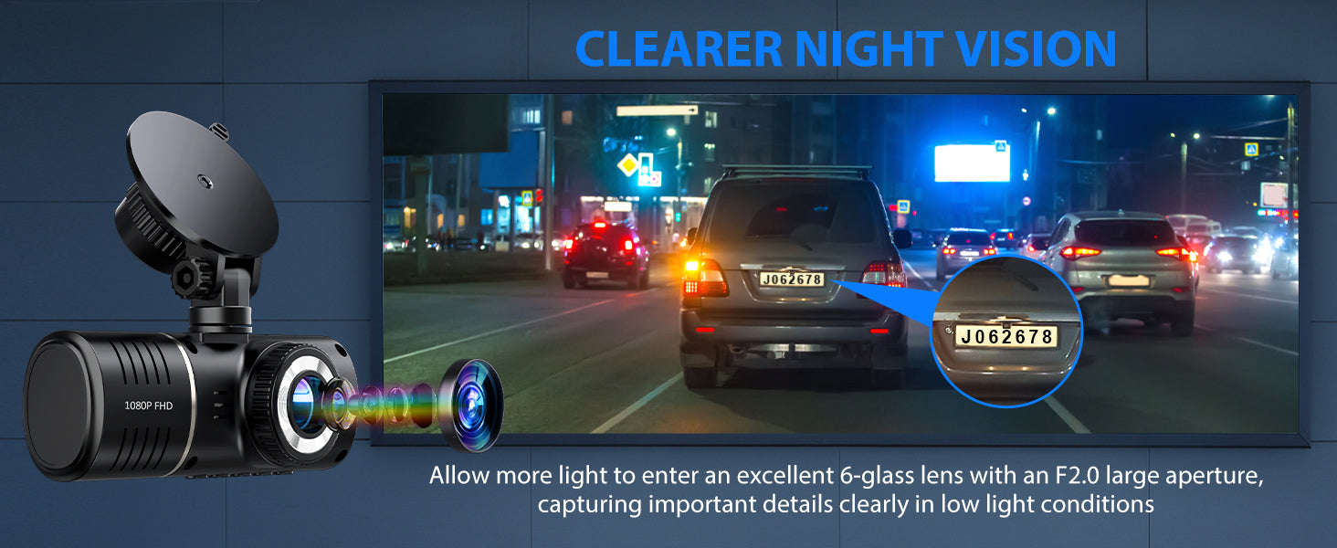 SUVCON Clearer Night Vision – Equipped with a 6-glass lens and F2.0 large aperture, allowing more light to enter and capturing important details clearly in low-light conditions.
