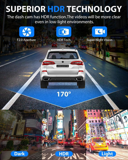 SUVCON Superior HDR Technology – Enhances video clarity in low-light conditions with F/2.0 aperture, HDR tech, and Super Night Vision, providing a wide 170° field of view for superior visibility.